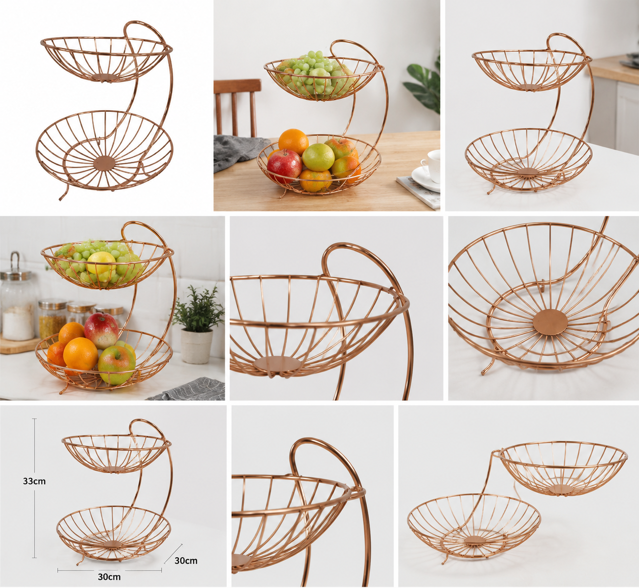 Fruit Baskets - 2 Tier Copper