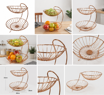 Fruit Baskets - 2 Tier Copper